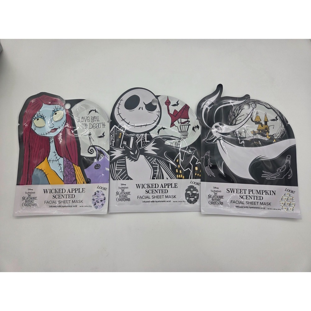 Disney Nightmare Before Christmas Sally‎ /Jack /Zero Facial Masks Set of 3